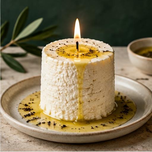 Gourmet edible candle: ricotta-style cream
