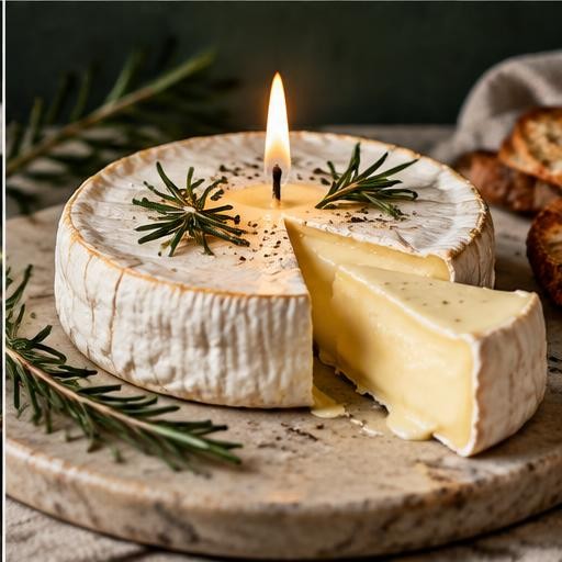 Gourmet edible candle: brie cheese inspired