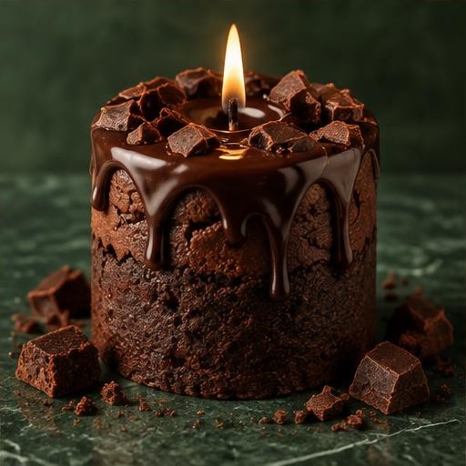 Gourmet edible candle: brownie drip