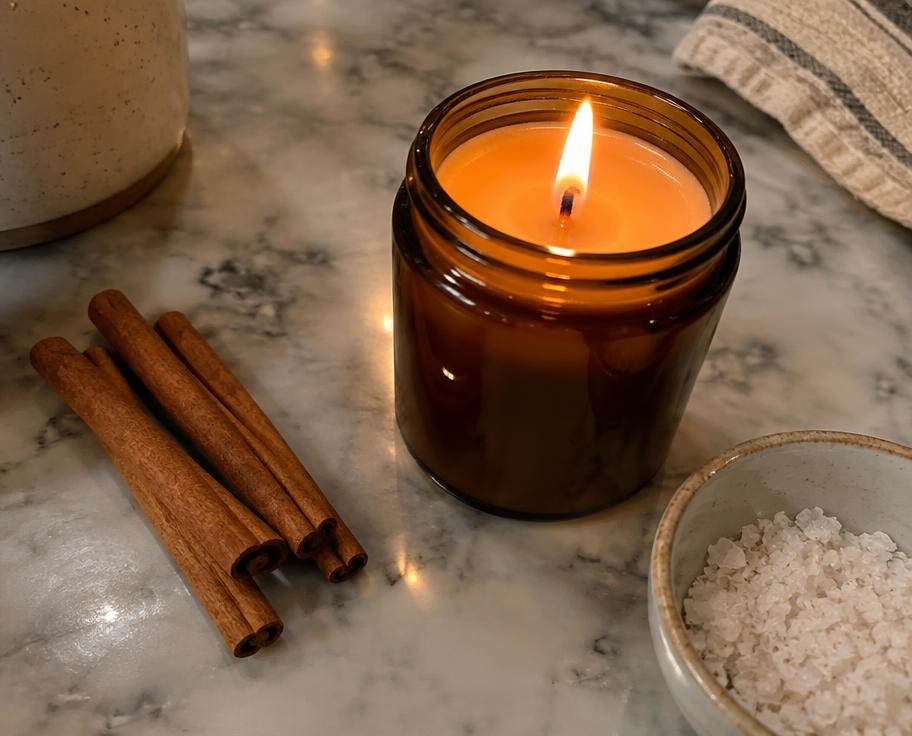 Illustrative candle photo, not a customer's result